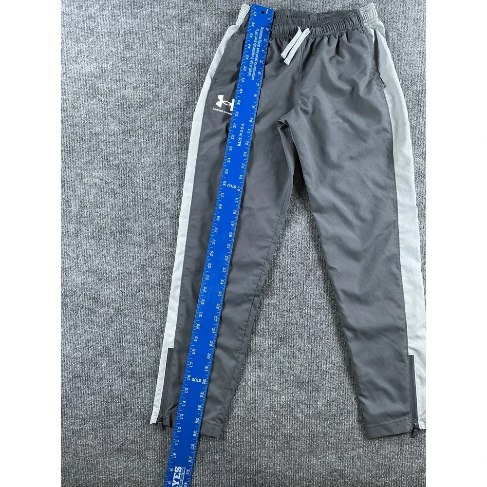 Under Armour Boys Gray Active Track Pants Youth Large YL Ankle Zip Loose Fit
